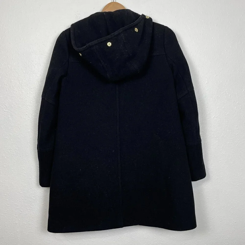 J.Crew Black Chateau Parka Italian Wool Stadium Cloth Hooded Coat sz:00 B3901